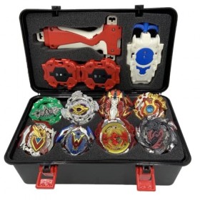 Jeu de gyroscope de combat Top Burst en métal avec 8 toupies rotatives, 3 lanceurs et boîte de rangement, cadeaux pour enfant