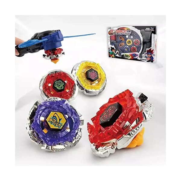 ANIUXIAOGE Ensemble de Jouets Bey Battling Top Burst Gyro 4 Toupies 2 Lanceurs Jeu de Bataille de Combat Cadeau pour Enfants 