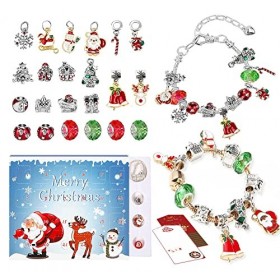Calendrier de lAvent 2023 Enfant Fille, Calendrier de l avent de Noël Breloques Bracelet Kit de Bijoux Ensemble de Fabricati