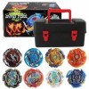 Beyblade，Toupie 8 Pièces Vitesse Gyro Métal Combat Toupie Ensemble 4D Émetteur de Ligne de tirage et émetteur de règle de tir