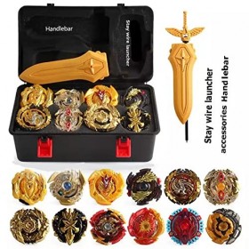 Toupie de combat Bey Jouet de poignée de lanceur déclatement Jeu de lame 12 meilleurs gyroscopes en rafale 3 lanceurs Boîte 