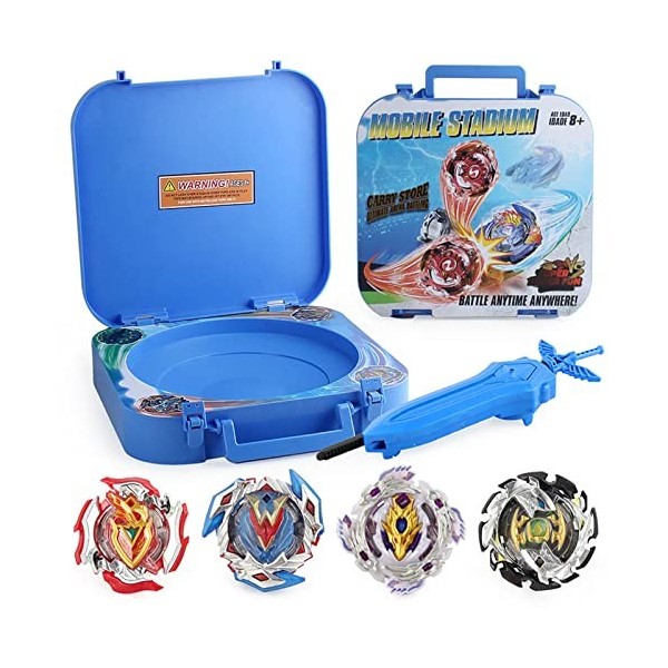 ANIUXIAOGE Ensemble de Jouets Bey Battling Top Burst Gyro avec 4 toupies, Lanceurs et boîte de Rangement Portable Battle Aren