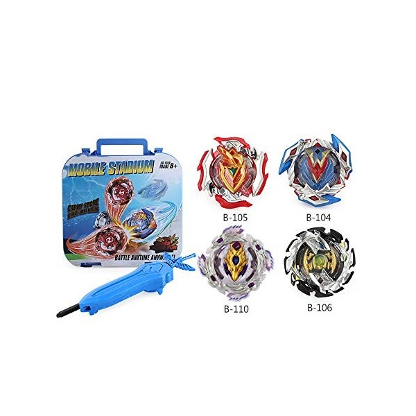 4 éclater Nouveaux Toupies avec 1 Turbo Burst Launcher Set, Battle Set Jouets Classiques pour Enfants Cadeau de Vacances