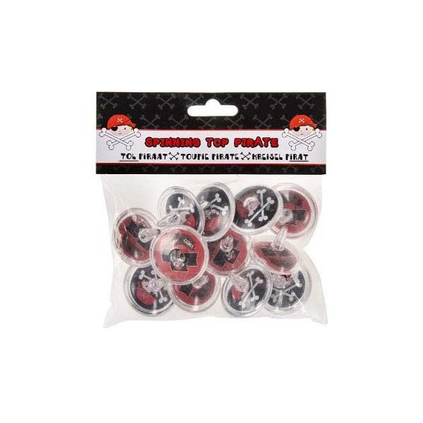 COOLMP Lot de 12 - Lot de 12 toupies Motifs Pirate Mix 4cm