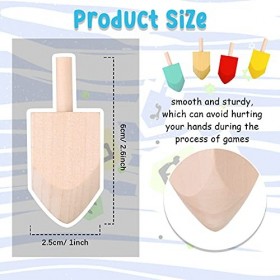 Lot de 12 Dreidels en bois de Hanoucca peints à la main 6,6 cm en bois brut pour Hanoucka, décoration de fête, bricolage