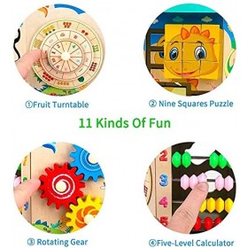 Nukdey Cubes d’Activité Dinosaur en Bois 11-en-1 |Jouets Montessori Multifonctionnelles en Bois pour Enfants : Cube d’Éveil É