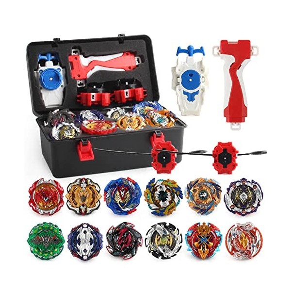 ANIUXIAOGE Ensemble de Jouets gyroscopiques de Combat Top Burst 12 toupies 3 lanceurs Jeu de Combat Metal Fusion avec boîte P