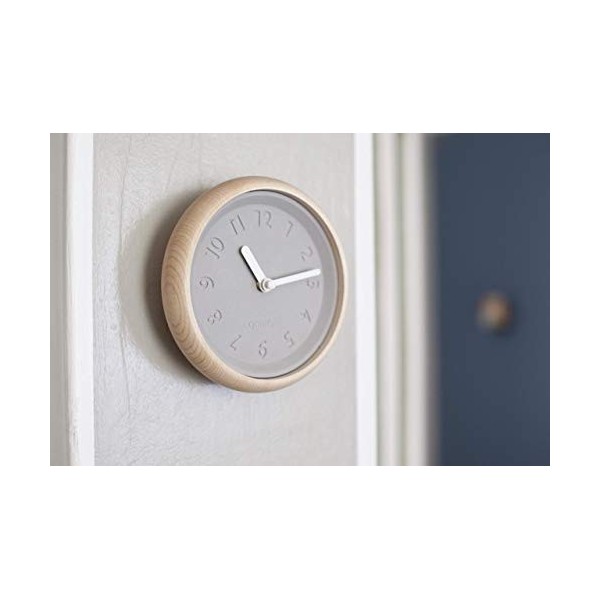 Gones Toupie Horloge Murale Design en Béton Ecologique Gris clair 14 cm