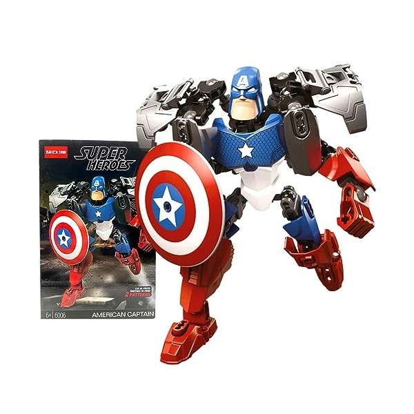 IQEPXTGO Captain America Blocs de Construction Jouets Avenger Captain America Action Figure Marvel Super-héros Construction M