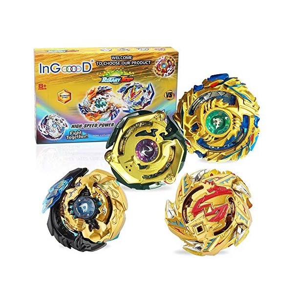 Ingooood Metal Master Fusion Gyro Toys pour Enfants, Ensemble dattaque de Hauts 4X Haute Performance avec Lanceur et poignée
