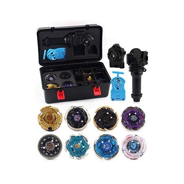 WWSUNNY Beyblade Toupies,Toupie Burst Turbo avec Lanceurs, Gyro Pocket Box Pro-Cadeaux pour Enfant Non-Stop Battle Deluxe Has