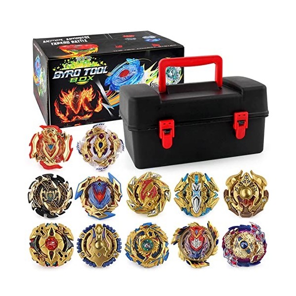 ANIUXIAOGE Battling Top Burst Gyro Ensemble de Jouets - Combat Bey Battle Burst Jeux avec 12 toupies, 3 lanceurs Cadeau de De