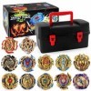 ANIUXIAOGE Battling Top Burst Gyro Ensemble de Jouets - Combat Bey Battle Burst Jeux avec 12 toupies, 3 lanceurs Cadeau de De