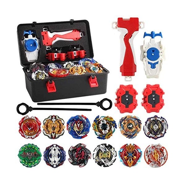 Ensemble de toupies 12 pièces 4D Fusion modèle toupie avec étui de Lanceur et Accessoires pour Jouets pour Enfants Excellent