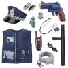 FENGQ Police Deguisement Enfant Costume, 12PCS Policier Costume Accessoires, Enfant Policier Costume, pour Garçon Fille Hallo