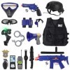 deAO Jeux De Rôle De Police Deguisement,Enfant Policier Costume Gilet,Vestes Ensemble De Costume De Police Avec Casque menott