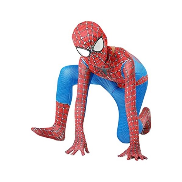 Costume Spiderman Enfant Deguisement Spider Super Héros Masque Spidey Accessoire Cosplay Halloween Carnaval Mardi Gras Cadeau