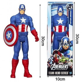 OBLRXM Marvel Avengers Figurine Captain America Titan Hero 30 cm, Captain America Figure, Avengers Action Figure, Figurine de