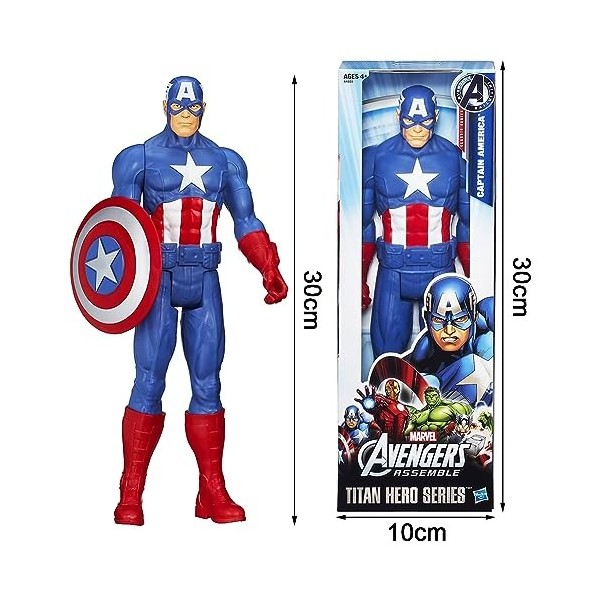 OBLRXM Marvel Avengers Figurine Captain America Titan Hero 30 cm, Captain America Figure, Avengers Action Figure, Figurine de