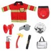 LUFEIS Déguisement pompier enfant, Enfants Costume de Pompier, avec 8 Pompier Accessoires, Jeu de Rôle Pompier Jouet Garçon F