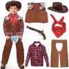 vamei Déguisement Cowboy Enfant Costume Cowboy Enfant avec Chapeau Cowboy Vest Bandana pour Carnival Halloween Noël Cosplay A