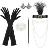 KEWUZY 6 Pièces Accessoire Année 20 Femme Gatsby Costume Set Charleston Femme 1920 pour la Mascarade Halloween NoëL Carnaval