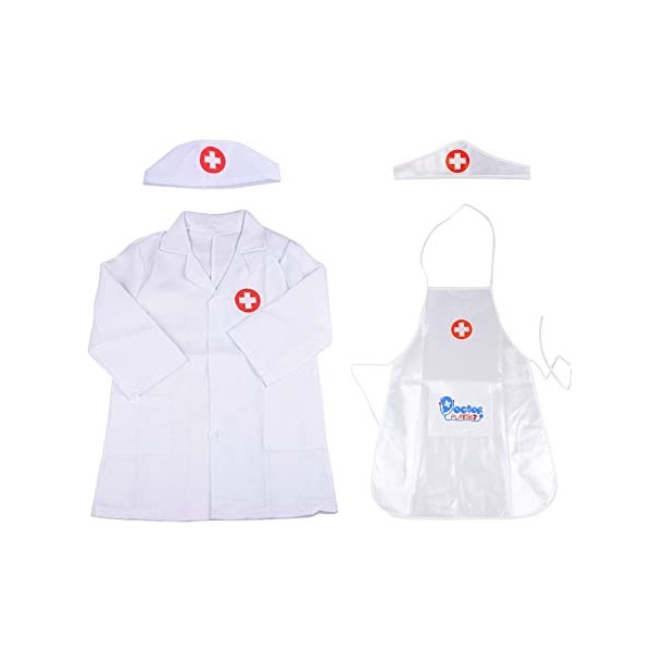 JKDHJK Costume De Médecin 4 Pièces pour Enfants, Set De Maison De Jeu, Jeu Dimitation De Médecin, Déguisement dhalloween, J