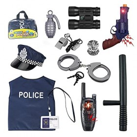 Lotvic Police Deguisement, Enfant Policier Costume, Ensemble de Costume de Police, Accessoire Halloween, Uniforme Soirée Habi