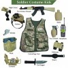 RedCrab Déguisement Militaire Enfant Costume avec Casque Veste Télescope Walkie Talkie Accessoires, 3-10 Ans,13 pcs