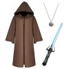 Amycute Costume Guerrier Sabre Laser Cape Avec Capuche Déguisement Guerrier Militaire Accessoire Fête Cosplay Carnaval Hallow