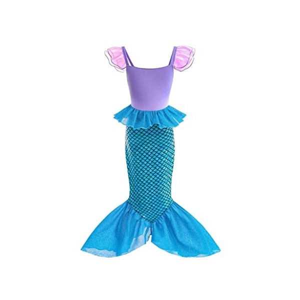 Lito Angels Deguisement Robe Petite Sirene Princesse Ariel Costume avec Accessoires pour Enfant Fille Taille 4-5 ans, Violet 