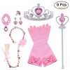 Vicloon Princesse Dress Up Accessoires Filles Diadème Varita Magie Collier Gants pour Cosplay Carnaval Fête danniversaire