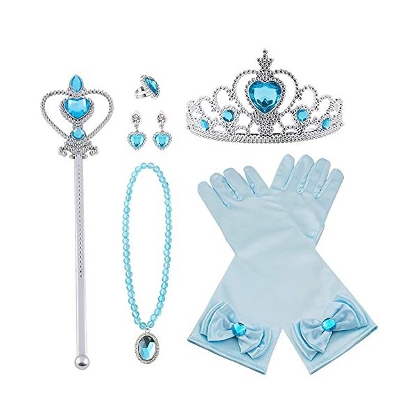 Vicloon Princesse Dress Up Accessoires Filles Diadème Varita Magie Collier Gants pour Cosplay Carnaval Fête danniversaire