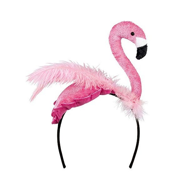 Boland 52565 - Serre-tête flamant rose, coiffe, peluche, tiare, costume, déguisement, fête de thème, carnaval Lot de 2 