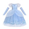 Lito Angels Deguisement Costume Robe de Princesse Cendrillon avec Gant et Accessoires pour Enfant Fille Taille 4-5 ans, Bleu