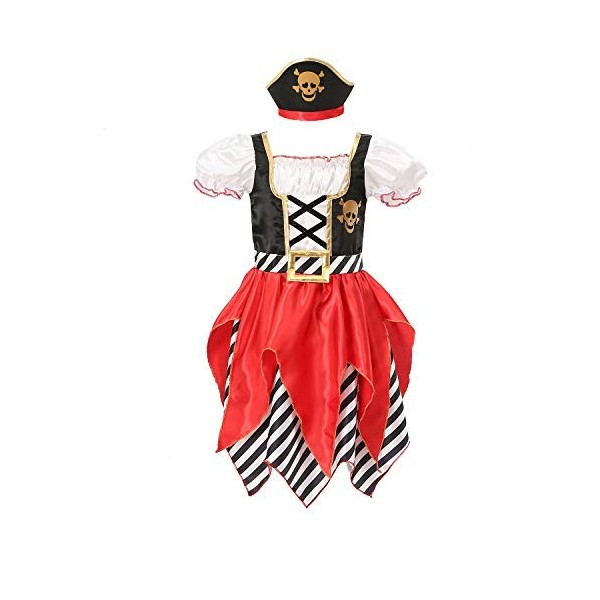 Rabtero Costume de Pirate pour les enfants, costume de pirate de luxe pour les garçons, jeu de rôle de pirate de 8 pièces, co