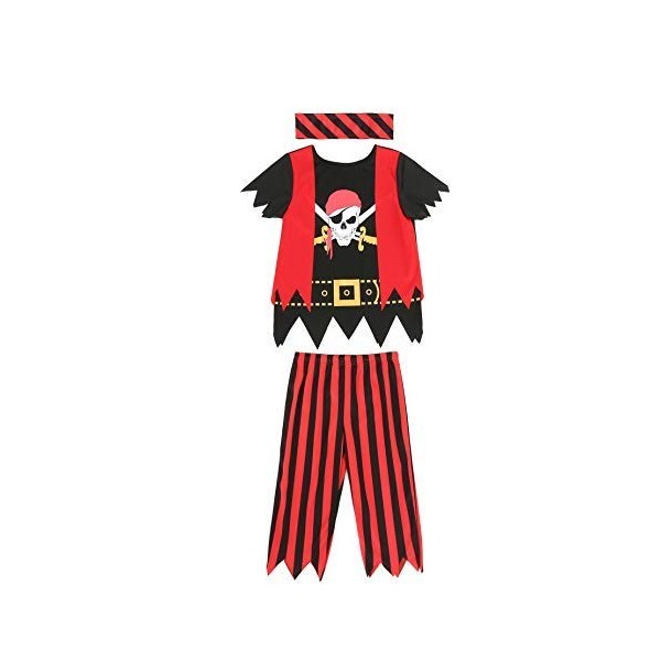 Rabtero Costume de Pirate pour les enfants, costume de pirate de luxe pour les garçons, jeu de rôle de pirate de 8 pièces, co