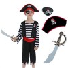 Rabtero Costume de Pirate pour les enfants, costume de pirate de luxe pour les garçons, jeu de rôle de pirate de 8 pièces, co