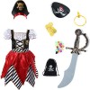 Rabtero Costume de Pirate pour les enfants, costume de pirate de luxe pour les garçons, jeu de rôle de pirate de 8 pièces, co