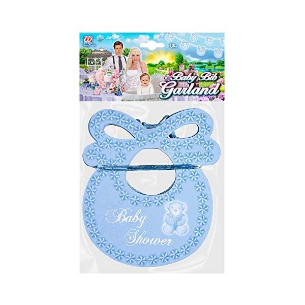 W WIDMANN Bavoir bébé azur - Guirlande de fête - 2,75 m - Accessoire de déguisement