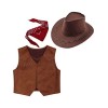 Mufeng 3Pcs Fille Déguisement Cow-Boy Gilet Garçon Veste Rétro Chapeau de Cowboy Western et Bandana Enfant Accessoires Cospla