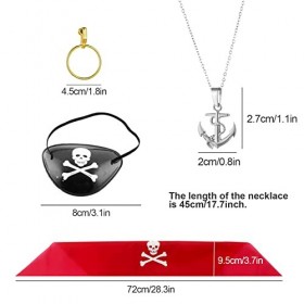 MIVAIUN 5 Pièces Costume Capitaine Pirate Accessoire, Déguisement de Pirate Enfants Accessoires Kit, Accessoires Pirate, Band