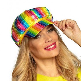 Boland 01370 – Bonnet Lillipop avec paillettes, couvre-chef coloré pour déguisement de clown, Flower Power, accessoire de cos