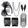 MIVAIUN 5 Pcs Déguisement Annee 80 Accessoire, Bandeau en Dentelle, Boucles doreilles, Bracelets, Gants en Résille Fluo Coll