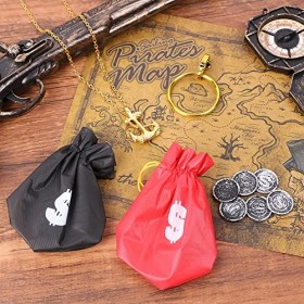 Aomig Déguisement de Pirate Enfants Accessoires Kit, 8 Pièces Costume Capitaine Pirate cache-œil de pirate bandana sacs darg