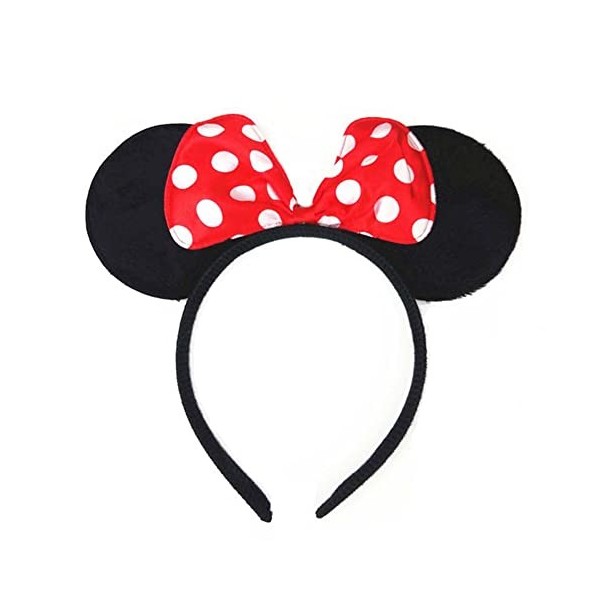3 Serre-tête Oreilles Mickey Et Minnie – Lot De 3 Accessoires Déguisement Adorable, Noir/Rose/Rouge à Pois, Pour Enfants Et Adultes