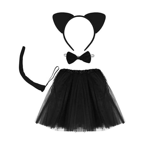 Yiantai Ensemble Déguisement de Minnie pour Enfant, Costume Minnie pour Fille, Tutu Bandeau Oreilles Souris Déguisement pour