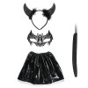 Amsixnt 4 pièces Diable costume fille,déguisement de diable pour filles,avec Tutu,queue,diable cornes,dentelle de masque,pour