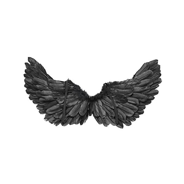 iiniim Ailes dange Oiseau Diable Adulte Enfant Déguisement Ange Accessoires Fille Homme Ailes de Fée Démon en Plumes Noir po