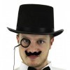 TARRÊT ACCESSOIRE DÉGUISEMENT-CHAPEAU MOUSTACHE NOIRE, MONOCLE BRITISH ILOVEFANCYDRESS DÉGUISEMENT RICH MAN